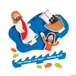 Hot Sale 🛒 3D Jesus & Peter Walk on Water Floating Craft Kit - Makes 12 🔥 -Boredom Busters Shop 3d jesus and peter walk on water floating craft kit makes 1213733438 a01