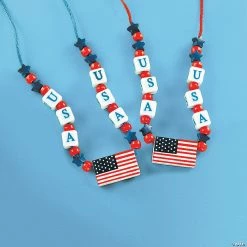 Hot Sale ⌛ Beaded USA Necklace Craft Kit - Makes 12 🛒