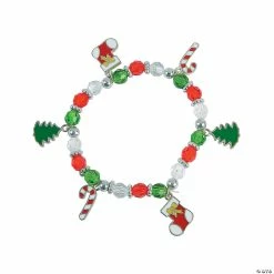 Outlet 👏 Christmas Beaded Charm Bracelet Craft Kit - Makes 12 🎁