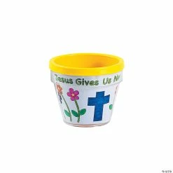 Promo 🎉 Color Your Own Jesus Gives Us New Life Flowerpots - 12 Pc. ⌛