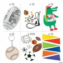 Promo 😉 Crazy About Sports Craft Kit Assortment - Makes 60 🛒 -Boredom Busters Shop crazy about sports craft kit assortment makes 6014111805 a01