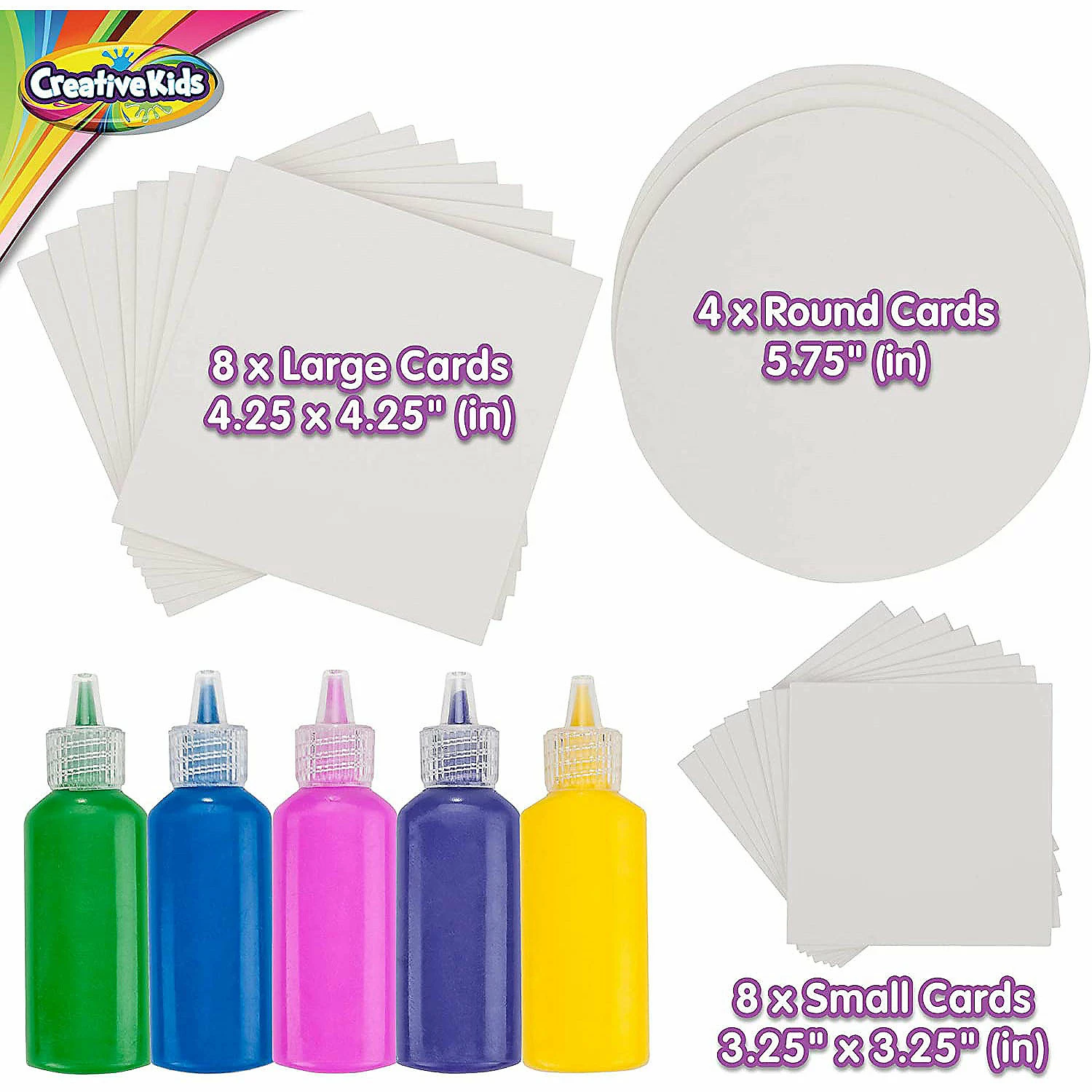 Promo ๐ Creative Kids Spin & Paint Refill Pack - 8 x Large Cards - 8 x Small Cards - 4 x Round Cards - 5 Bottles of Colored Paint ๐ 5 Promo ๐ Creative Kids Spin & Paint Refill Pack - 8 x Large Cards - 8 x Small Cards - 4 x Round Cards - 5 Bottles of Colored Paint ๐ - Image 3