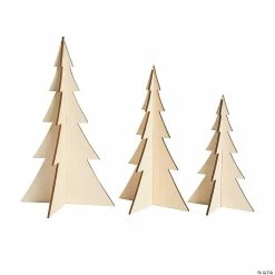 New 👏 DIY Unfinished Wood 3D Stand-Up Trees - 3 Pc. ⭐