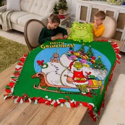 Budget 👍 Dr. Seuss™ The Grinch Fleece Tied Throw Craft Kit - Makes 1 ❤️ -Boredom Busters Shop dr seuss the grinch fleece tied throw craft kit makes 113957417 a02