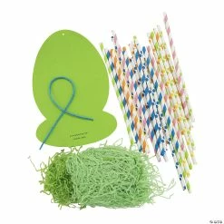 Outlet ✔️ Easter Egg Paper Straw Sign Craft Kit - Makes 6 😀 -Boredom Busters Shop easter egg paper straw sign craft kit makes 613962583 a01