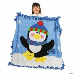 Buy ⭐ Fleece Penguin Tied Throw Craft Kit 🔥