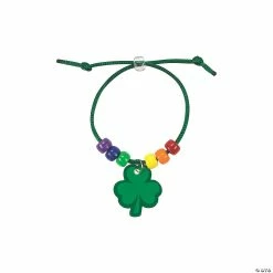 Promo 👏 Rainbow Shamrock Charm Bracelet Craft Kit - Makes 24 👍