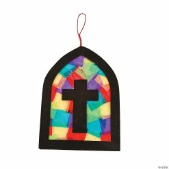 Best Pirce 🤩 Tissue Paper Cross Stained Glass Window Craft Kit- Makes 12 ✨